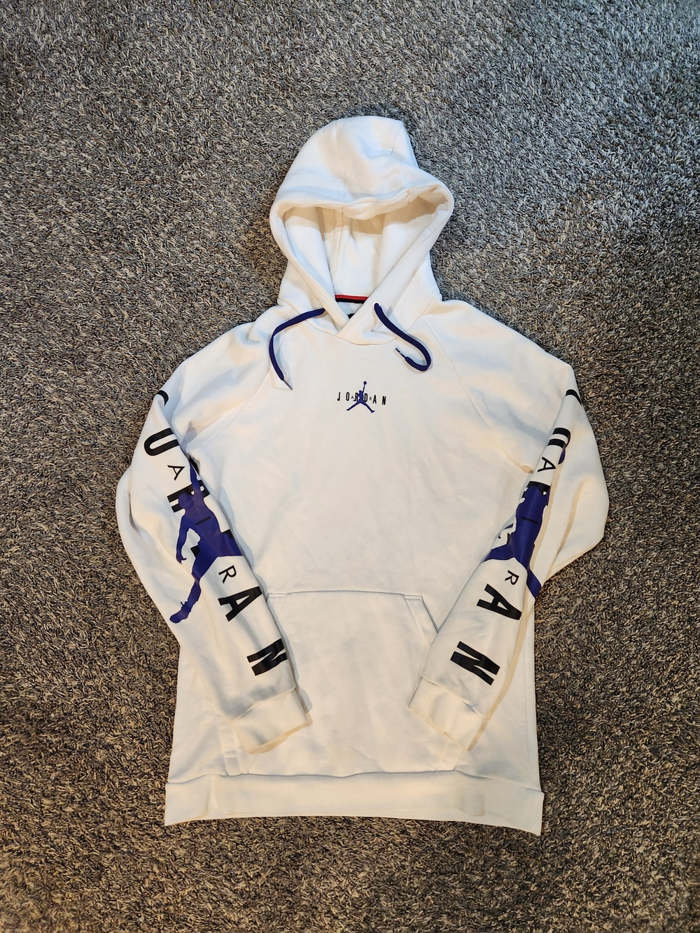 Jordan White Hoodie with Purple Sleeve Graphics Medium Used Check Pics
